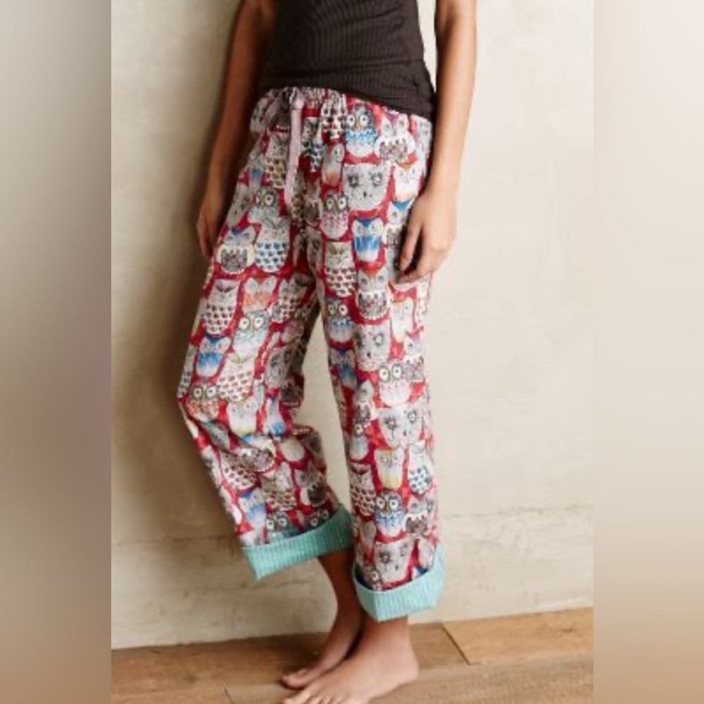 Anthropologie Eloise Flannel Pajama Pants Owls S